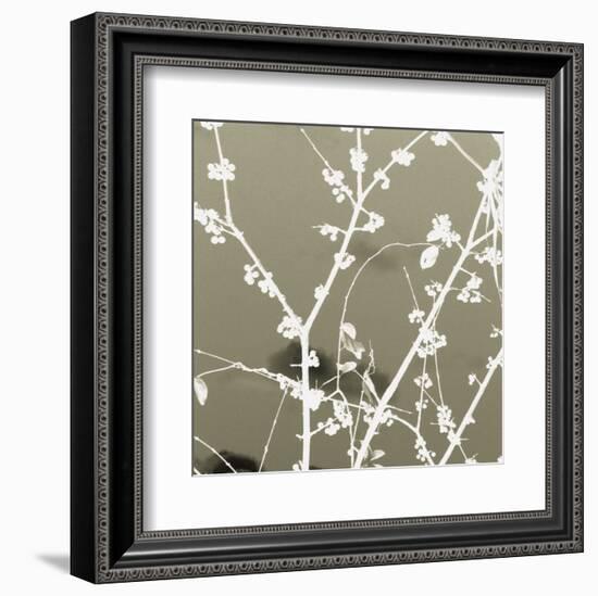 Autumn Branch (tan) (square crop)-Jenny Kraft-Framed Art Print