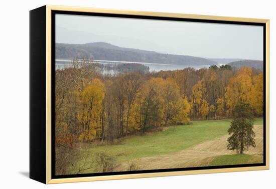 Autumn Color Along the Hudson River, Hyde Park, NY-null-Framed Premier Image Canvas
