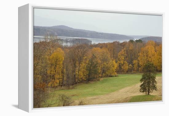 Autumn Color Along the Hudson River, Hyde Park, NY-null-Framed Premier Image Canvas