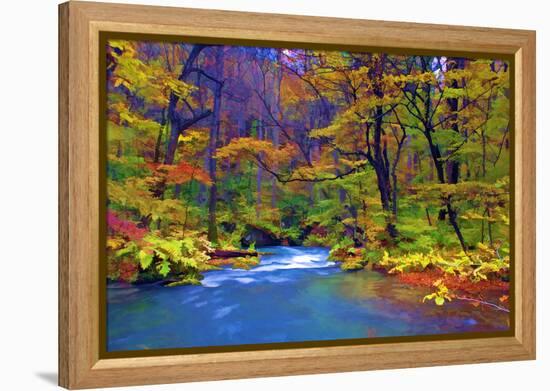 Autumn Color of Oirase River, Japan-NicholasHan-Framed Premier Image Canvas