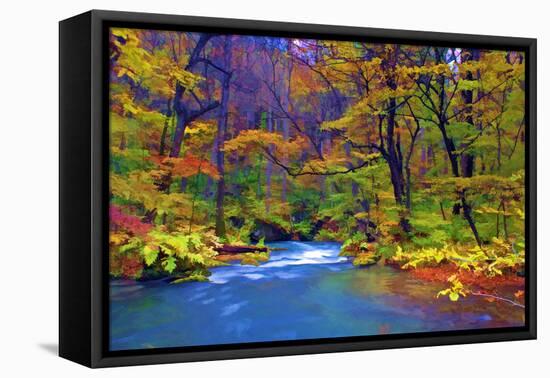 Autumn Color of Oirase River, Japan-NicholasHan-Framed Premier Image Canvas