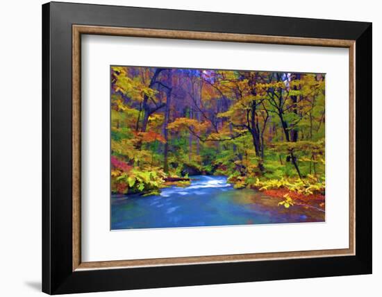Autumn Color of Oirase River, Japan-NicholasHan-Framed Photographic Print