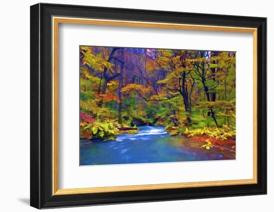 Autumn Color of Oirase River, Japan-NicholasHan-Framed Photographic Print