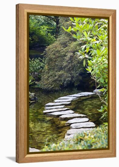 Autumn Color, Stepping Stones, Butchard Gardens, Victoria, British Columbia, Canada-Terry Eggers-Framed Premier Image Canvas