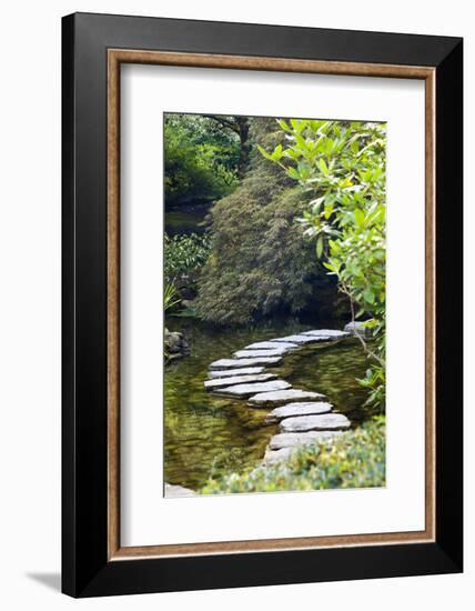 Autumn Color, Stepping Stones, Butchard Gardens, Victoria, British Columbia, Canada-Terry Eggers-Framed Photographic Print