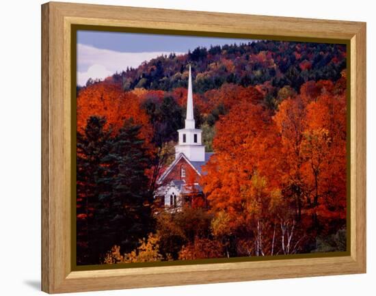 Autumn Colors and First Baptist Church of South Londonderry, Vermont, USA-Charles Sleicher-Framed Premier Image Canvas