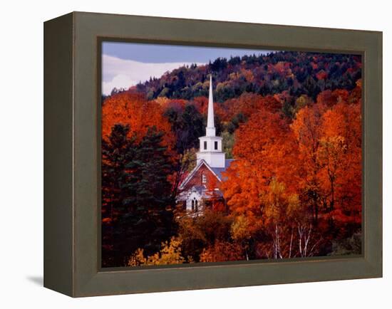 Autumn Colors and First Baptist Church of South Londonderry, Vermont, USA-Charles Sleicher-Framed Premier Image Canvas