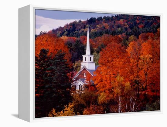 Autumn Colors and First Baptist Church of South Londonderry, Vermont, USA-Charles Sleicher-Framed Premier Image Canvas