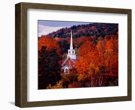 Autumn Colors and First Baptist Church of South Londonderry, Vermont, USA-Charles Sleicher-Framed Photographic Print