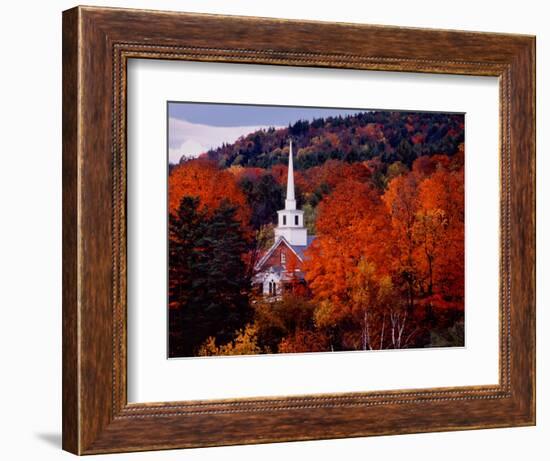 Autumn Colors and First Baptist Church of South Londonderry, Vermont, USA-Charles Sleicher-Framed Photographic Print