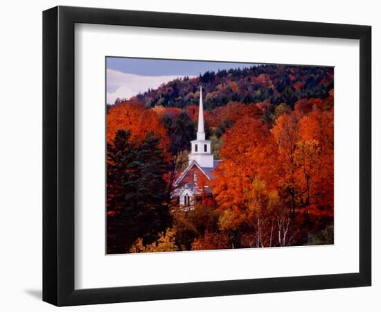 Autumn Colors and First Baptist Church of South Londonderry, Vermont, USA-Charles Sleicher-Framed Photographic Print