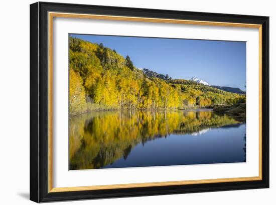 Autumn Colors Reflect Upon A Lake In Telluride, CO-Dan Holz-Framed Photographic Print
