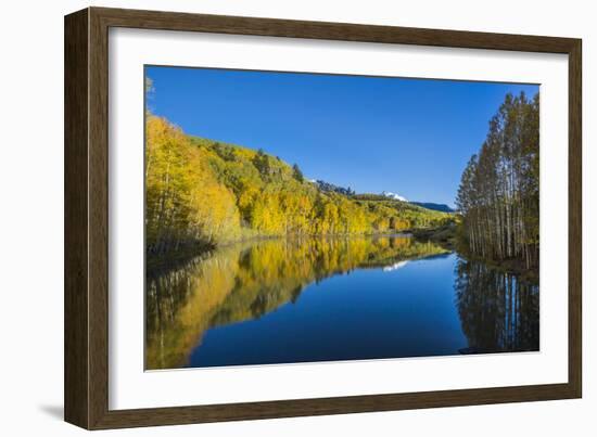 Autumn Colors Reflect Upon A Lake In Telluride, CO-Dan Holz-Framed Photographic Print