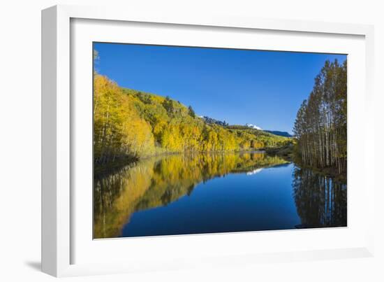 Autumn Colors Reflect Upon A Lake In Telluride, CO-Dan Holz-Framed Photographic Print