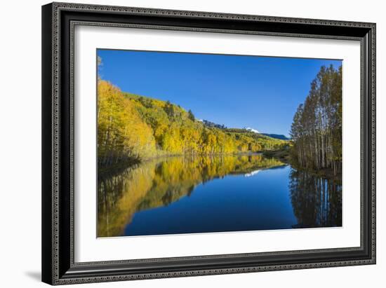 Autumn Colors Reflect Upon A Lake In Telluride, CO-Dan Holz-Framed Photographic Print