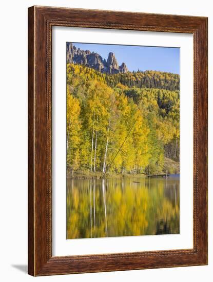 Autumn Colors Reflect Upon A Lake In Telluride, CO-Dan Holz-Framed Photographic Print