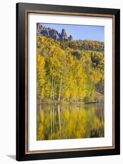 Autumn Colors Reflect Upon A Lake In Telluride, CO-Dan Holz-Framed Photographic Print