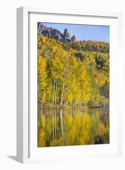 Autumn Colors Reflect Upon A Lake In Telluride, CO-Dan Holz-Framed Photographic Print