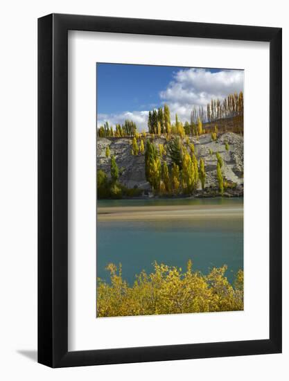 Autumn Colour at Bannockburn, and Kawarau Arm of Lake Dunstan, South Island, New Zealand-David Wall-Framed Photographic Print
