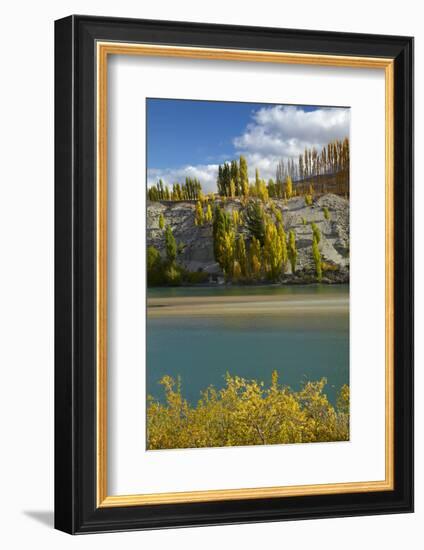 Autumn Colour at Bannockburn, and Kawarau Arm of Lake Dunstan, South Island, New Zealand-David Wall-Framed Photographic Print