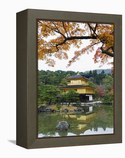 Autumn Colour Leaves, Golden Temple, Kinkaku Ji (Kinkakuji), Dating from 1397, Kyoto, Japan, Asia-Christian Kober-Framed Premier Image Canvas