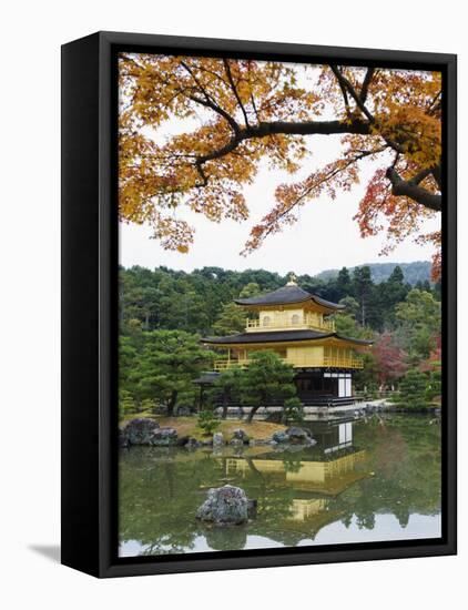 Autumn Colour Leaves, Golden Temple, Kinkaku Ji (Kinkakuji), Dating from 1397, Kyoto, Japan, Asia-Christian Kober-Framed Premier Image Canvas