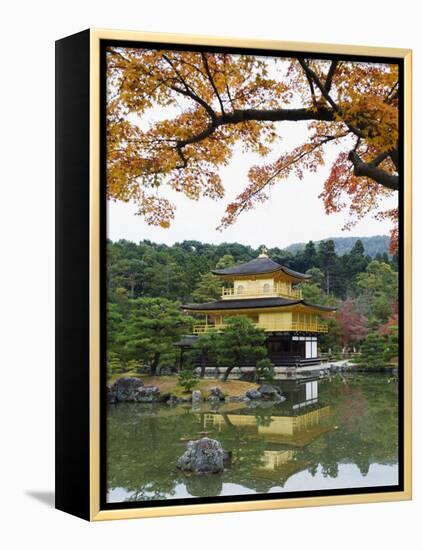 Autumn Colour Leaves, Golden Temple, Kinkaku Ji (Kinkakuji), Dating from 1397, Kyoto, Japan, Asia-Christian Kober-Framed Premier Image Canvas