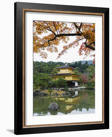 Autumn Colour Leaves, Golden Temple, Kinkaku Ji (Kinkakuji), Dating from 1397, Kyoto, Japan, Asia-Christian Kober-Framed Photographic Print