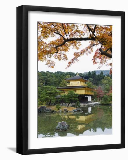 Autumn Colour Leaves, Golden Temple, Kinkaku Ji (Kinkakuji), Dating from 1397, Kyoto, Japan, Asia-Christian Kober-Framed Photographic Print