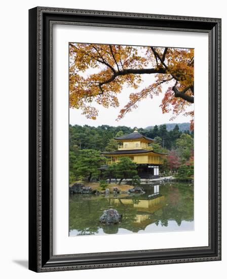 Autumn Colour Leaves, Golden Temple, Kinkaku Ji (Kinkakuji), Dating from 1397, Kyoto, Japan, Asia-Christian Kober-Framed Photographic Print