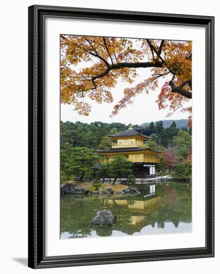 Autumn Colour Leaves, Golden Temple, Kinkaku Ji (Kinkakuji), Dating from 1397, Kyoto, Japan, Asia-Christian Kober-Framed Photographic Print