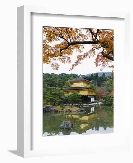 Autumn Colour Leaves, Golden Temple, Kinkaku Ji (Kinkakuji), Dating from 1397, Kyoto, Japan, Asia-Christian Kober-Framed Photographic Print