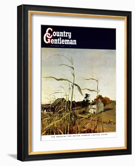 "Autumn Cornfield," Country Gentleman Cover, October 1, 1950-Andrew Wyeth-Framed Premium Giclee Print