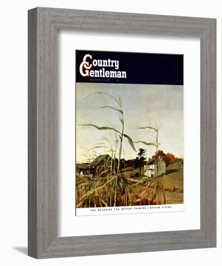 "Autumn Cornfield," Country Gentleman Cover, October 1, 1950-Andrew Wyeth-Framed Premium Giclee Print