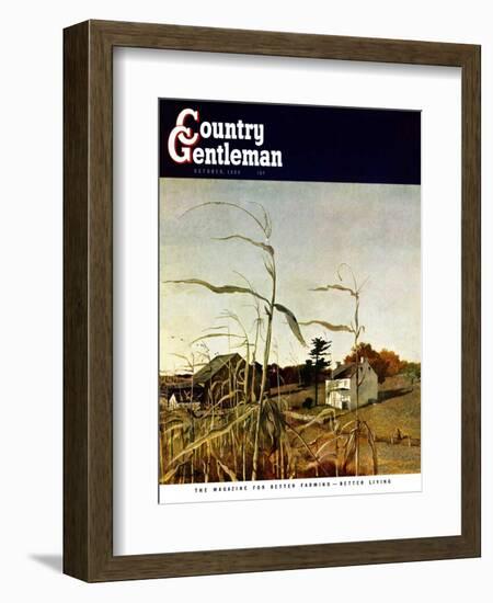 "Autumn Cornfield," Country Gentleman Cover, October 1, 1950-Andrew Wyeth-Framed Premium Giclee Print