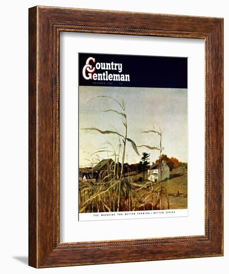 "Autumn Cornfield," Country Gentleman Cover, October 1, 1950-Andrew Wyeth-Framed Premium Giclee Print