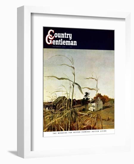 "Autumn Cornfield," Country Gentleman Cover, October 1, 1950-Andrew Wyeth-Framed Premium Giclee Print