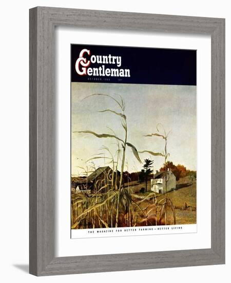 "Autumn Cornfield," Country Gentleman Cover, October 1, 1950-Andrew Wyeth-Framed Giclee Print