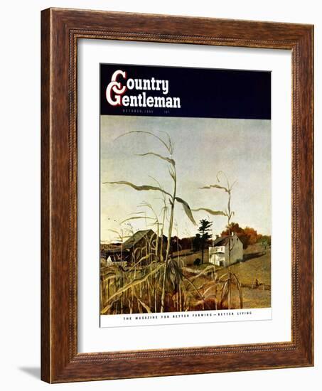 "Autumn Cornfield," Country Gentleman Cover, October 1, 1950-Andrew Wyeth-Framed Giclee Print