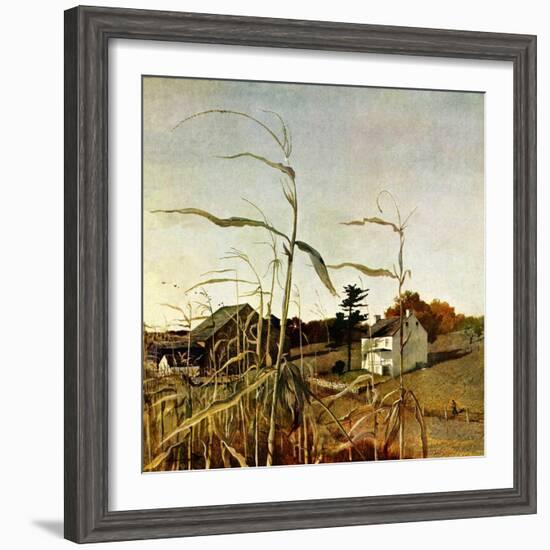 "Autumn Cornfield,"October 1, 1950-Andrew Wyeth-Framed Premium Giclee Print