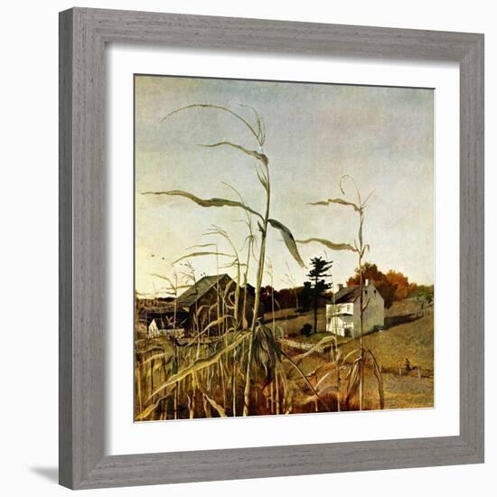 "Autumn Cornfield,"October 1, 1950-Andrew Wyeth-Framed Premium Giclee Print