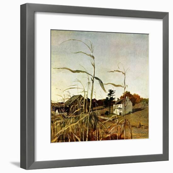 "Autumn Cornfield,"October 1, 1950-Andrew Wyeth-Framed Premium Giclee Print