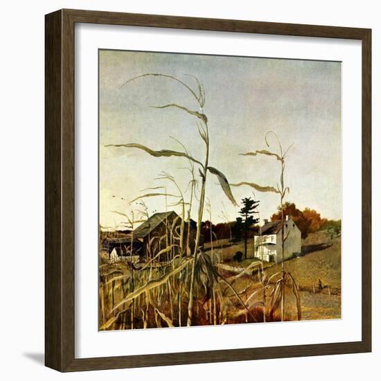 "Autumn Cornfield,"October 1, 1950-Andrew Wyeth-Framed Premium Giclee Print