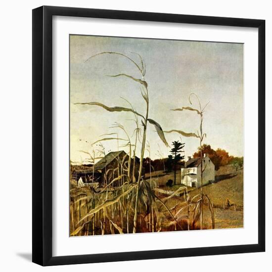 "Autumn Cornfield,"October 1, 1950-Andrew Wyeth-Framed Premium Giclee Print