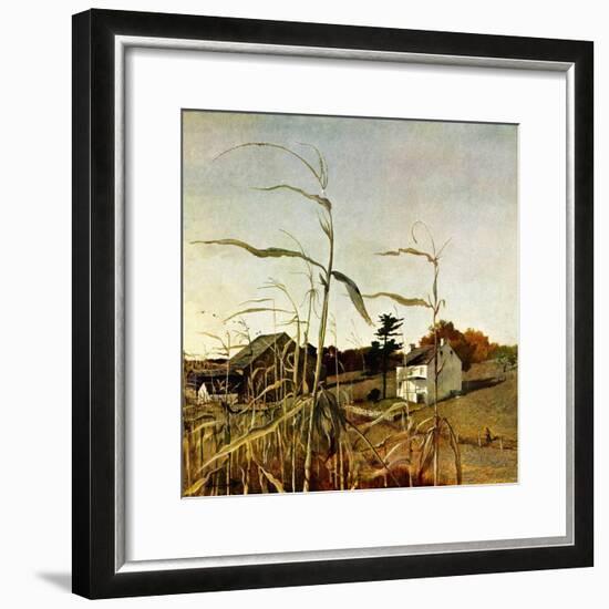 "Autumn Cornfield,"October 1, 1950-Andrew Wyeth-Framed Premium Giclee Print