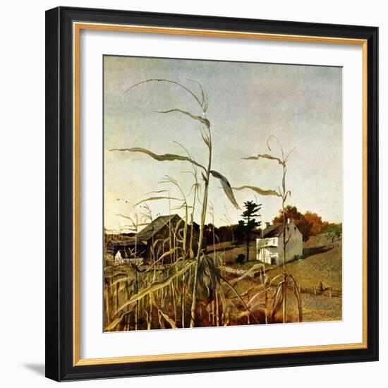 "Autumn Cornfield,"October 1, 1950-Andrew Wyeth-Framed Premium Giclee Print