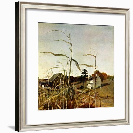 "Autumn Cornfield,"October 1, 1950-Andrew Wyeth-Framed Giclee Print