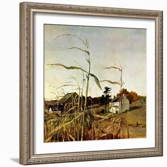 "Autumn Cornfield,"October 1, 1950-Andrew Wyeth-Framed Giclee Print