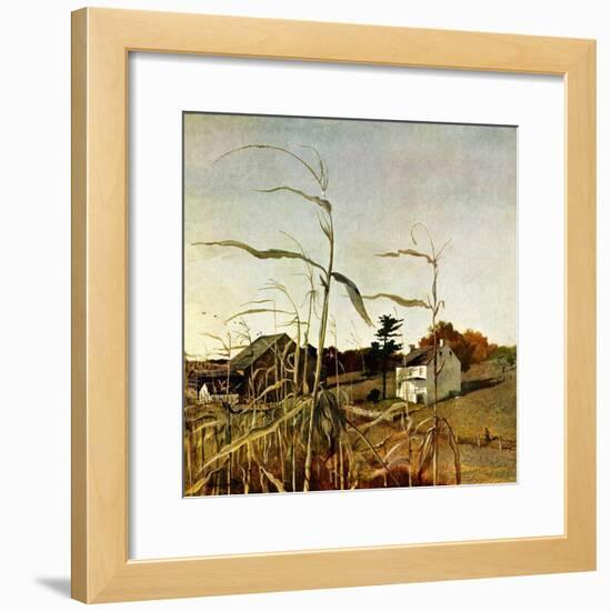 "Autumn Cornfield,"October 1, 1950-Andrew Wyeth-Framed Giclee Print