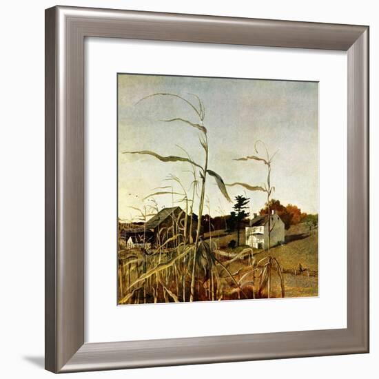 "Autumn Cornfield,"October 1, 1950-Andrew Wyeth-Framed Giclee Print